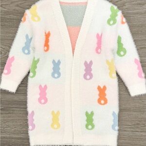 Colorful Bunny Pattern Cardigan